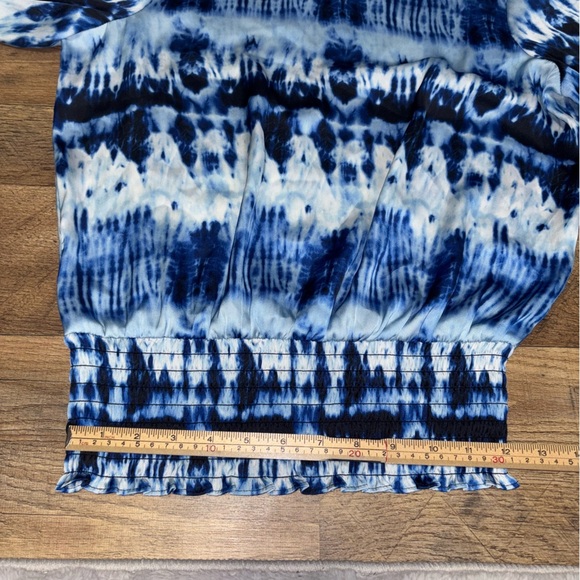Michael Kors Blue Tie-Dye Smocked Blouse - Picture 8 of 8